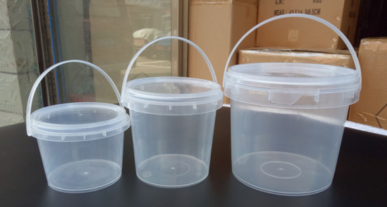 Διαφανής πλαστικός κουβάς με ομαλή επιφάνεια με IML / θερμική μεταφορά / εκτύπωση οθόνης